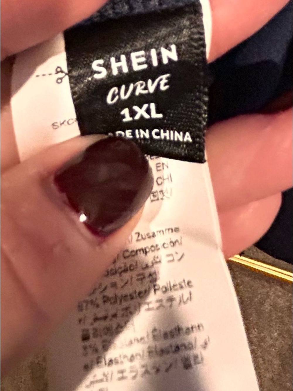 SHEIN Curve 1XL Black and White Tag with Dark Burgundy Nail Polish - Picture 2 of 7